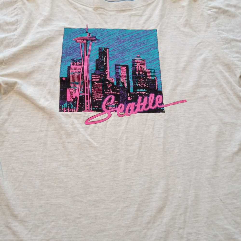 Vtg {{RARE}} 90's Seattle Pink Neon Single Stitch… - image 2