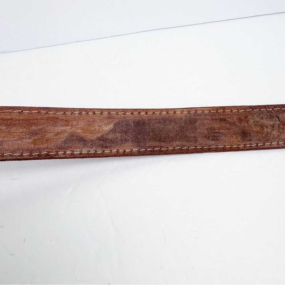 Vintage Brown Leather Hand Tooled Nicaragua Belt … - image 7