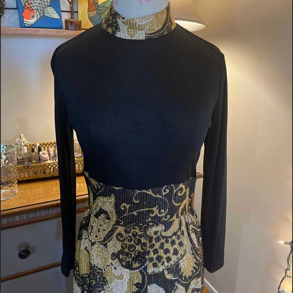 Leslie Fay vintage dress black and gold button do… - image 5