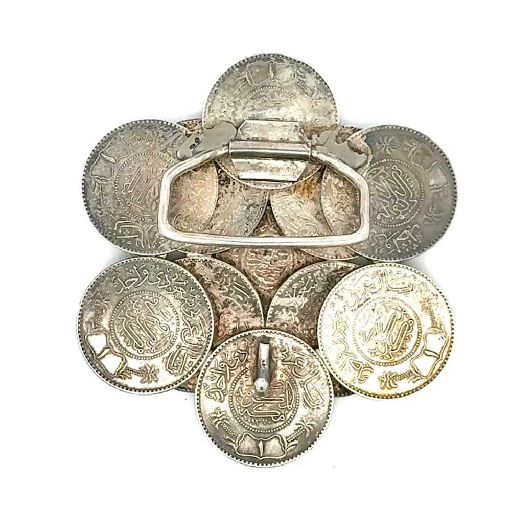Vintage Saudi Arabian Coin Belt Buckle in Pure Si… - image 5