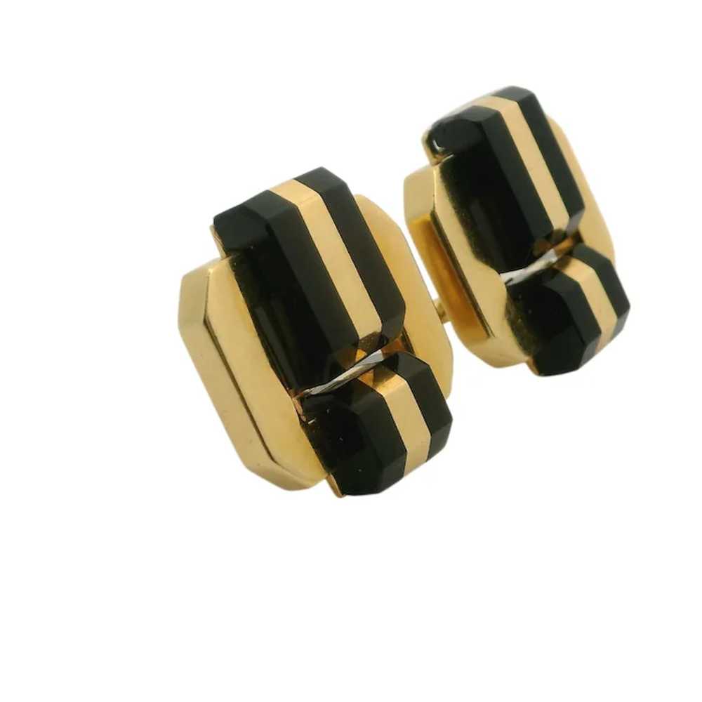 18K Yellow Gold and Onyx Earring - image 3
