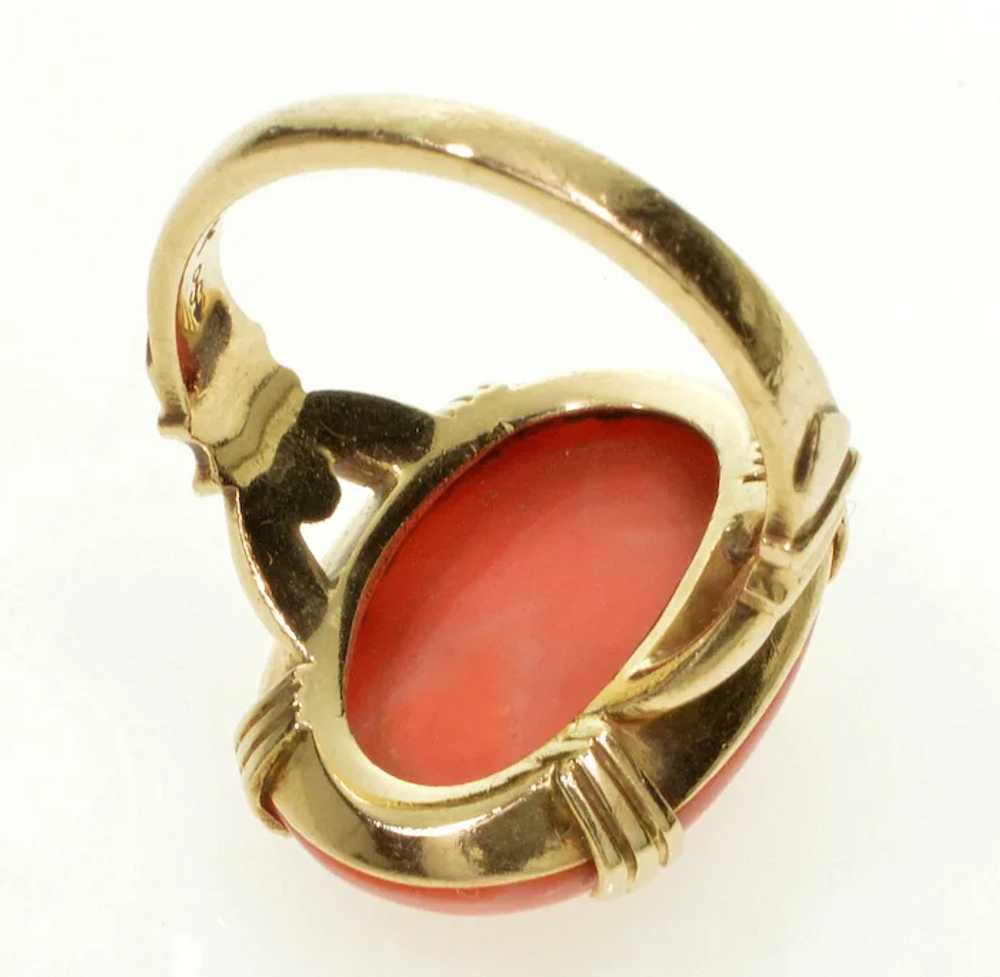 Antique Edwardian 10K Rose Gold Salmon Coral Ring… - image 5