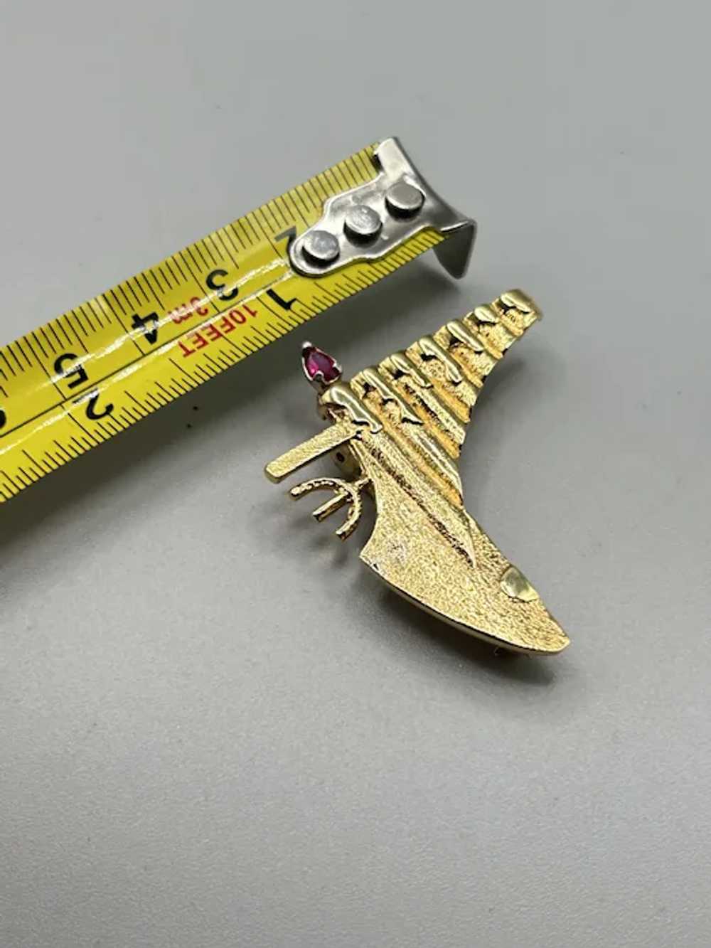 Vintage Menorah Pin Brooch Gold over Sterling Sil… - image 10