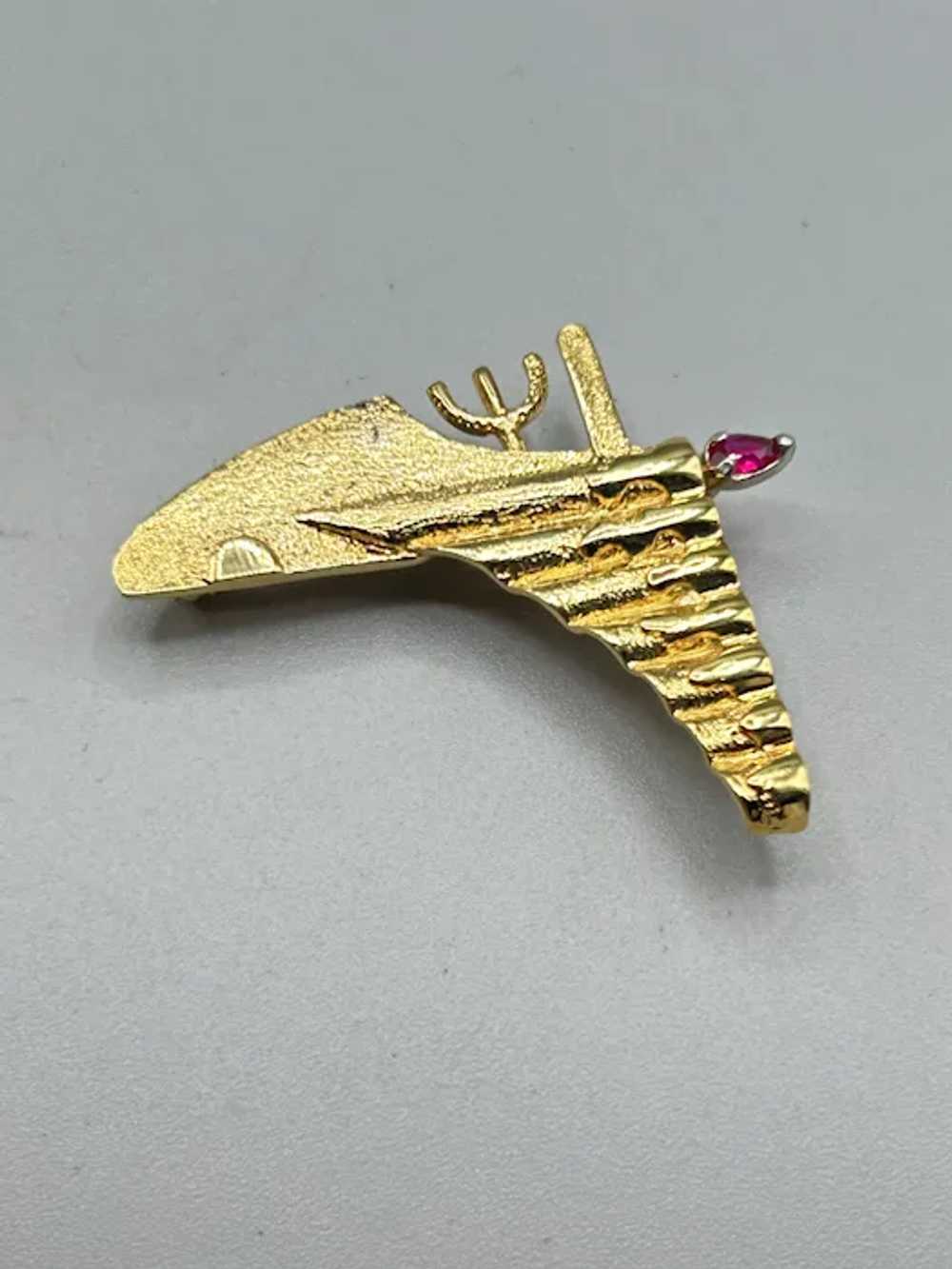 Vintage Menorah Pin Brooch Gold over Sterling Sil… - image 3