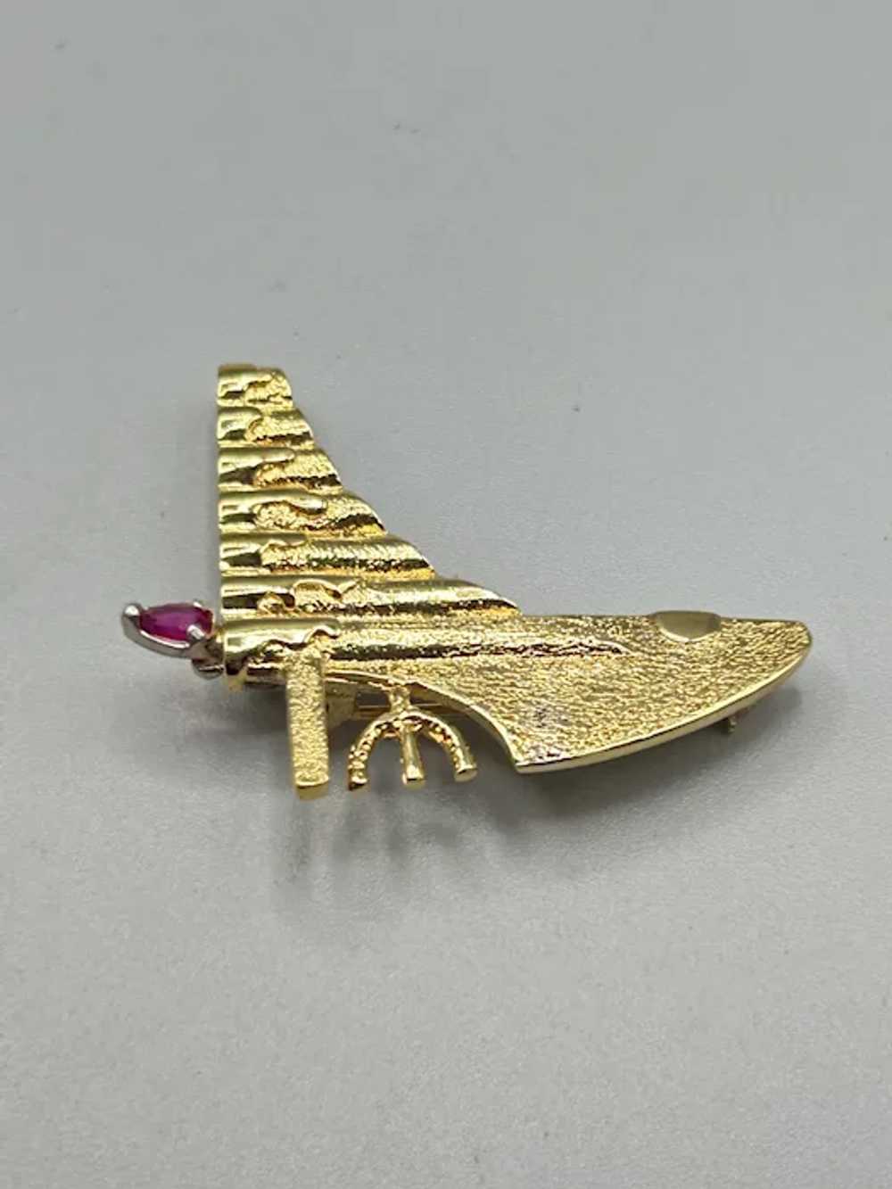Vintage Menorah Pin Brooch Gold over Sterling Sil… - image 4