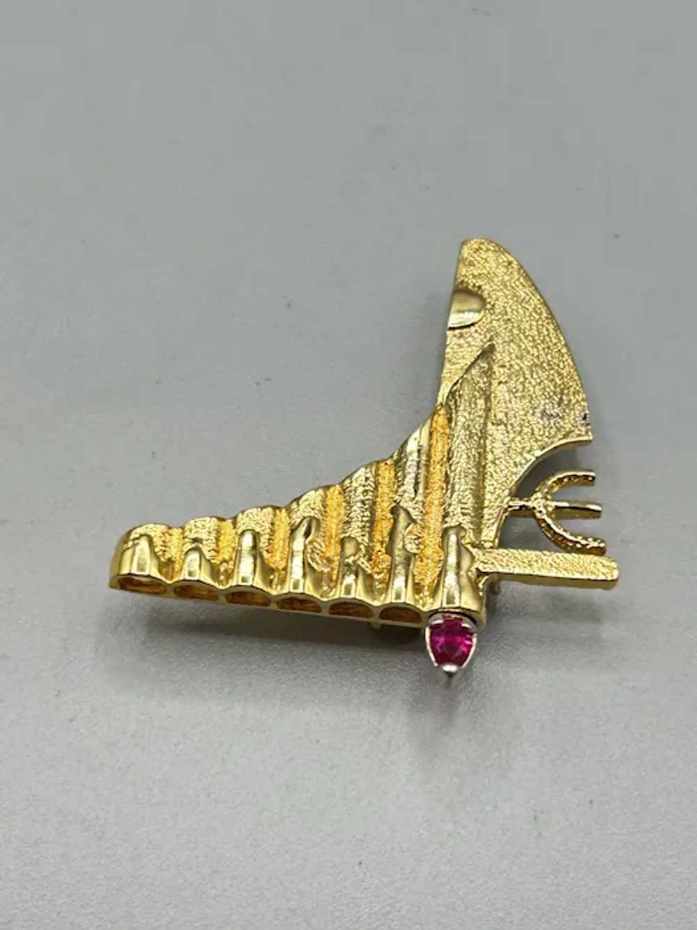 Vintage Menorah Pin Brooch Gold over Sterling Sil… - image 5