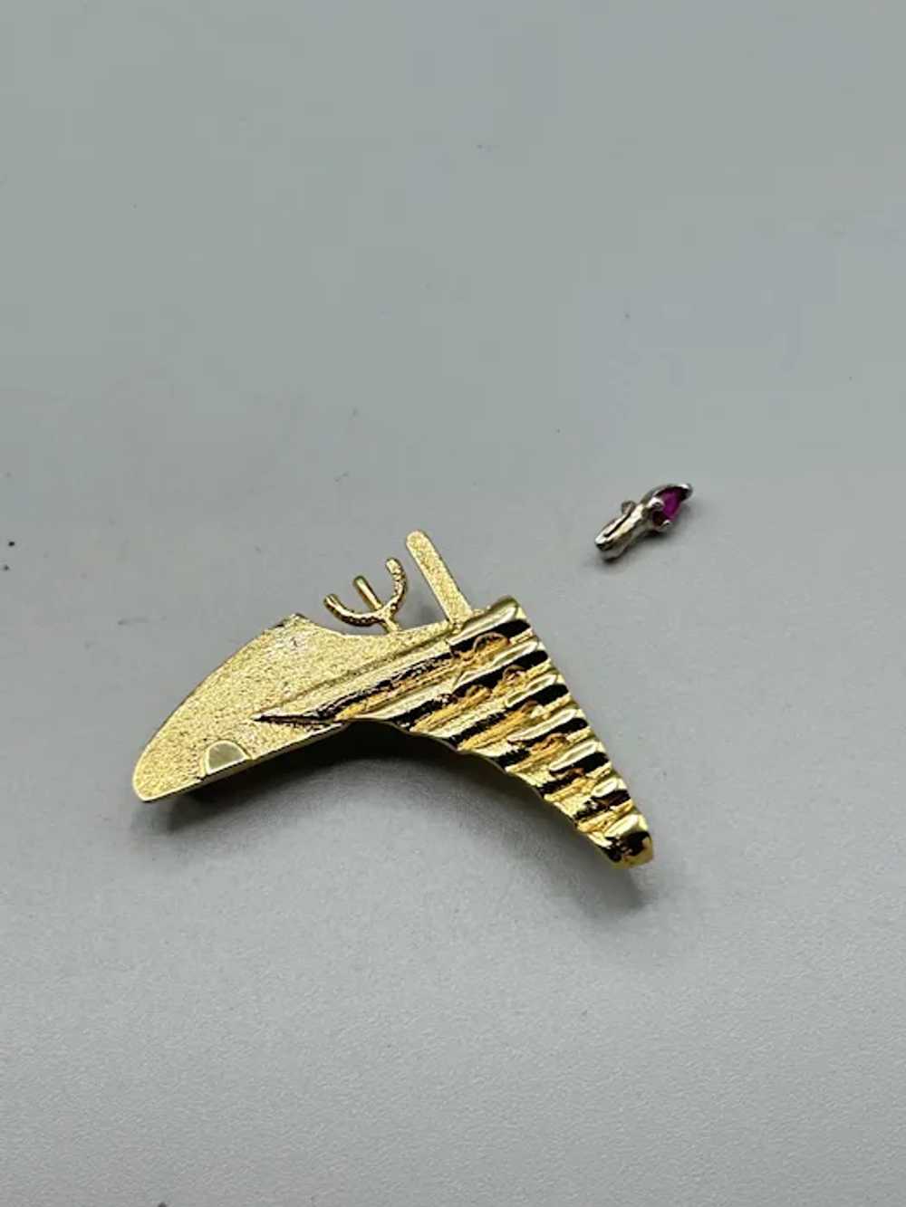 Vintage Menorah Pin Brooch Gold over Sterling Sil… - image 6