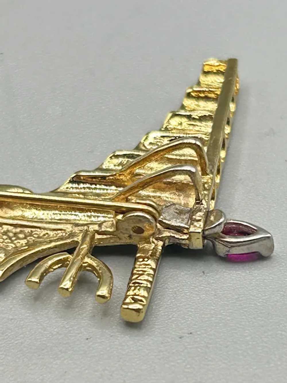 Vintage Menorah Pin Brooch Gold over Sterling Sil… - image 7
