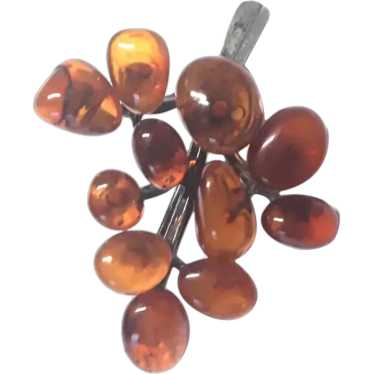 Vintage Sterling Silver and Natural Honey Amber Br