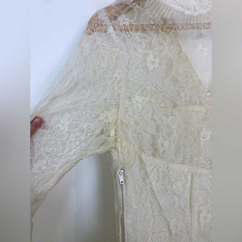 Vintage 1950s Lace & Tulle Layered Wedding Dress - image 5