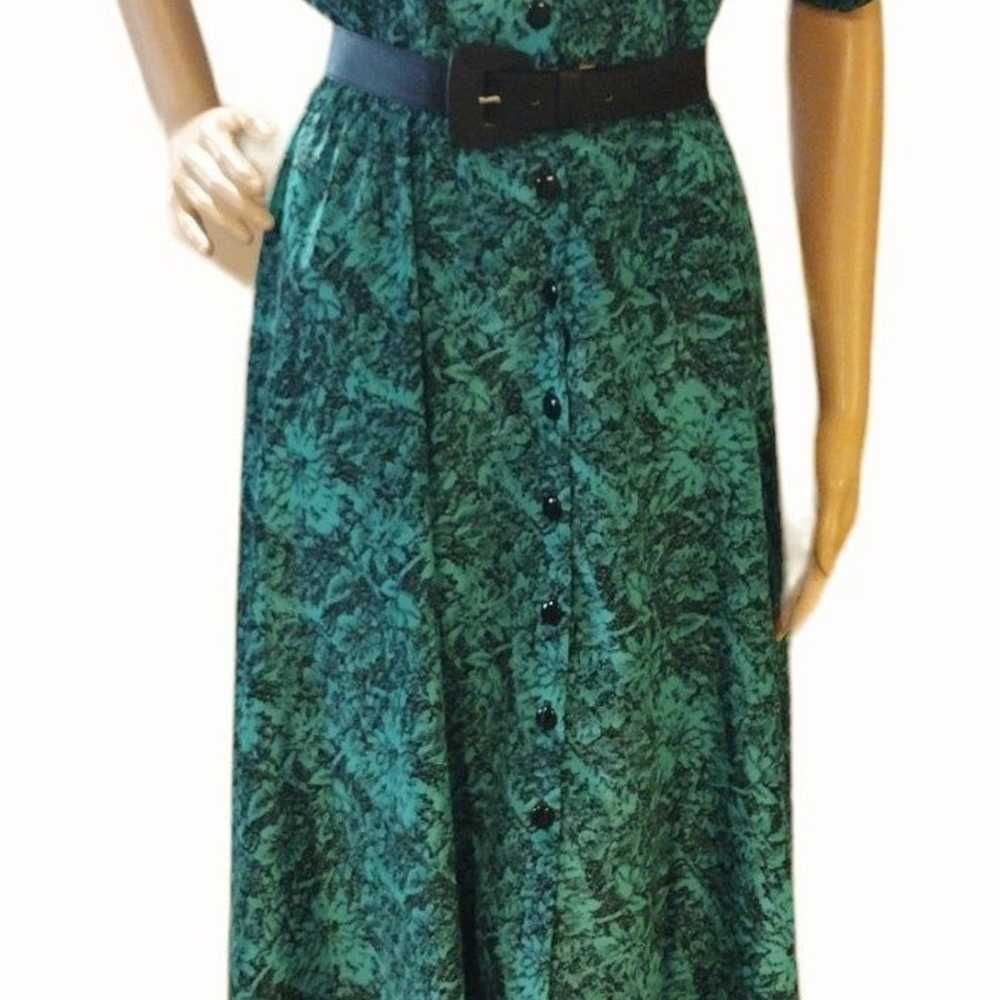 Vintage Aqua Blue/Green Dress with Belt - image 1