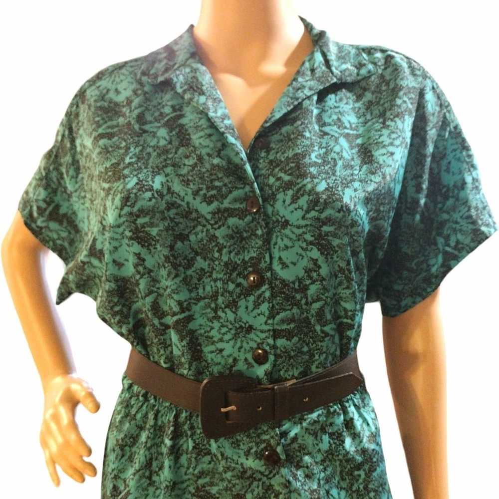 Vintage Aqua Blue/Green Dress with Belt - image 2