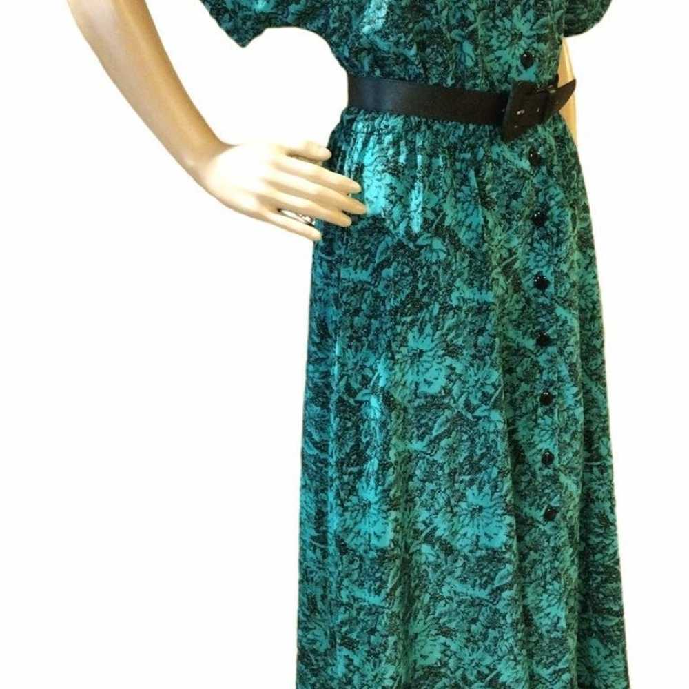 Vintage Aqua Blue/Green Dress with Belt - image 3
