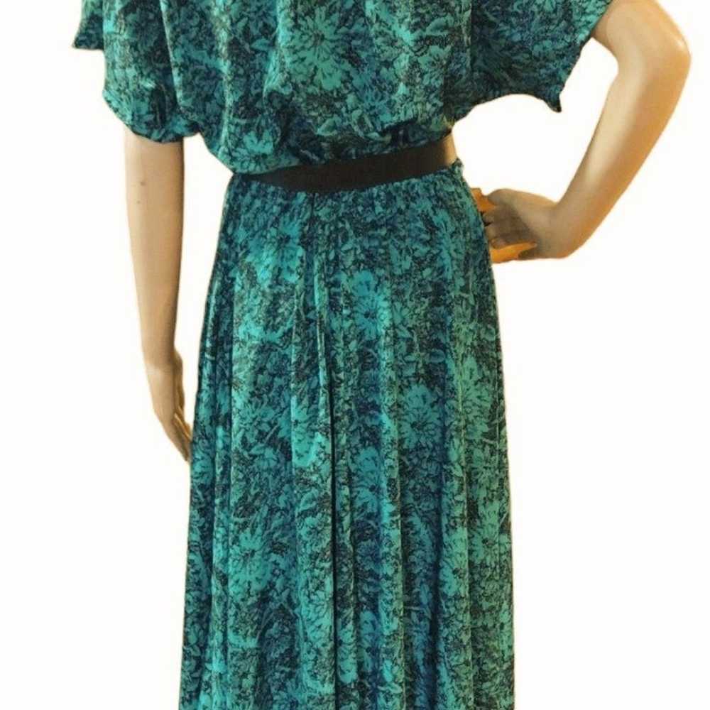 Vintage Aqua Blue/Green Dress with Belt - image 4
