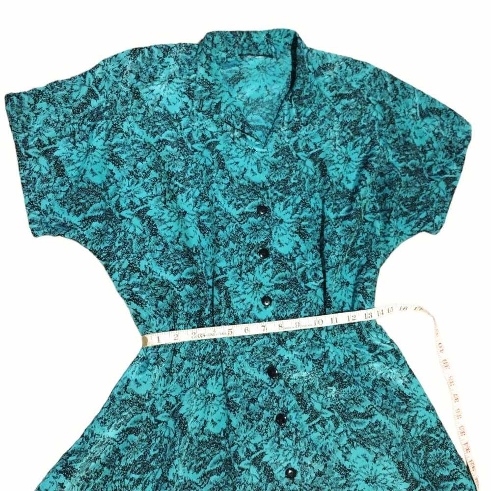 Vintage Aqua Blue/Green Dress with Belt - image 6