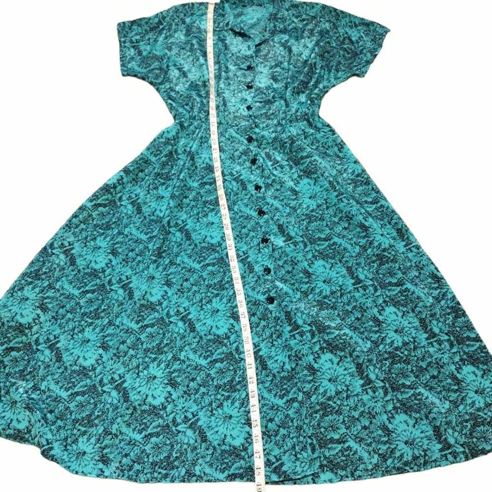 Vintage Aqua Blue/Green Dress with Belt - image 7