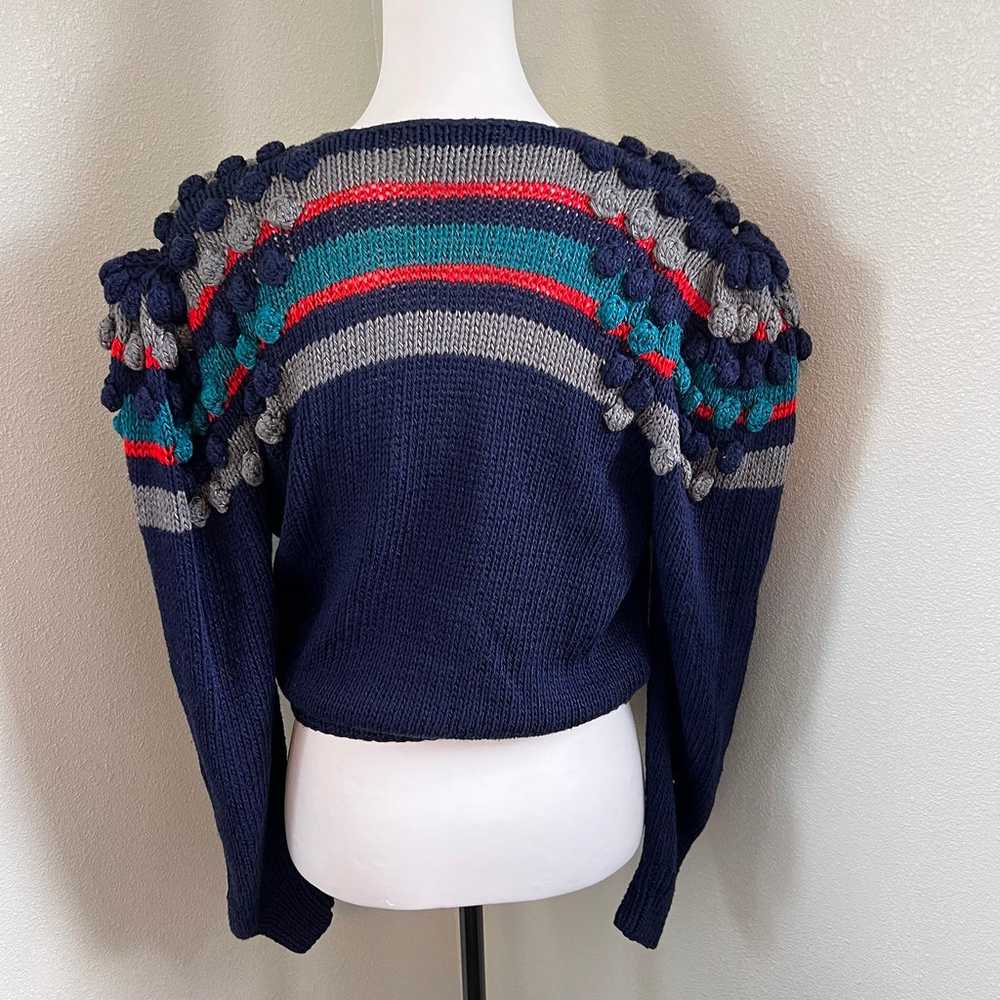 Vintage Nannell Hand Knit Wool Navy Blue Sweater … - image 4