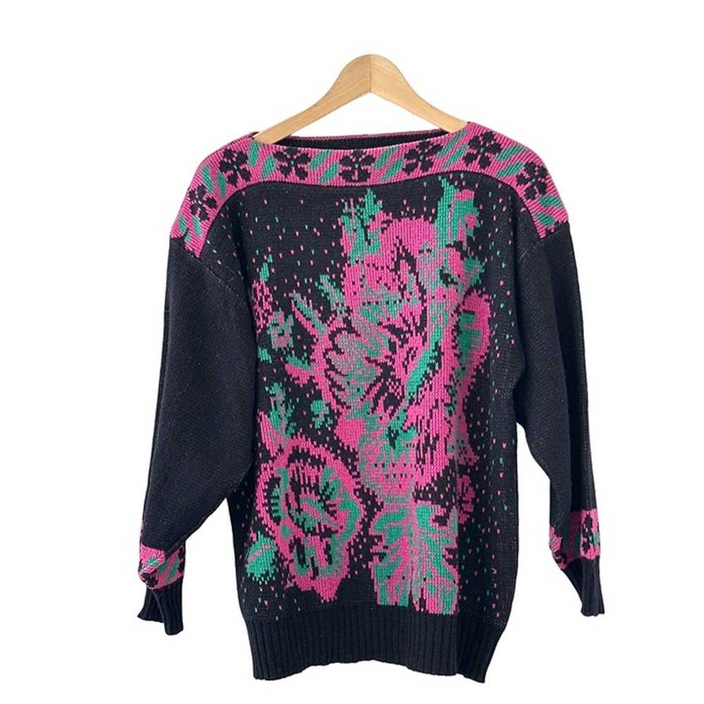 Via La Vintage Floral Abstract Ramie Sweater size… - image 1