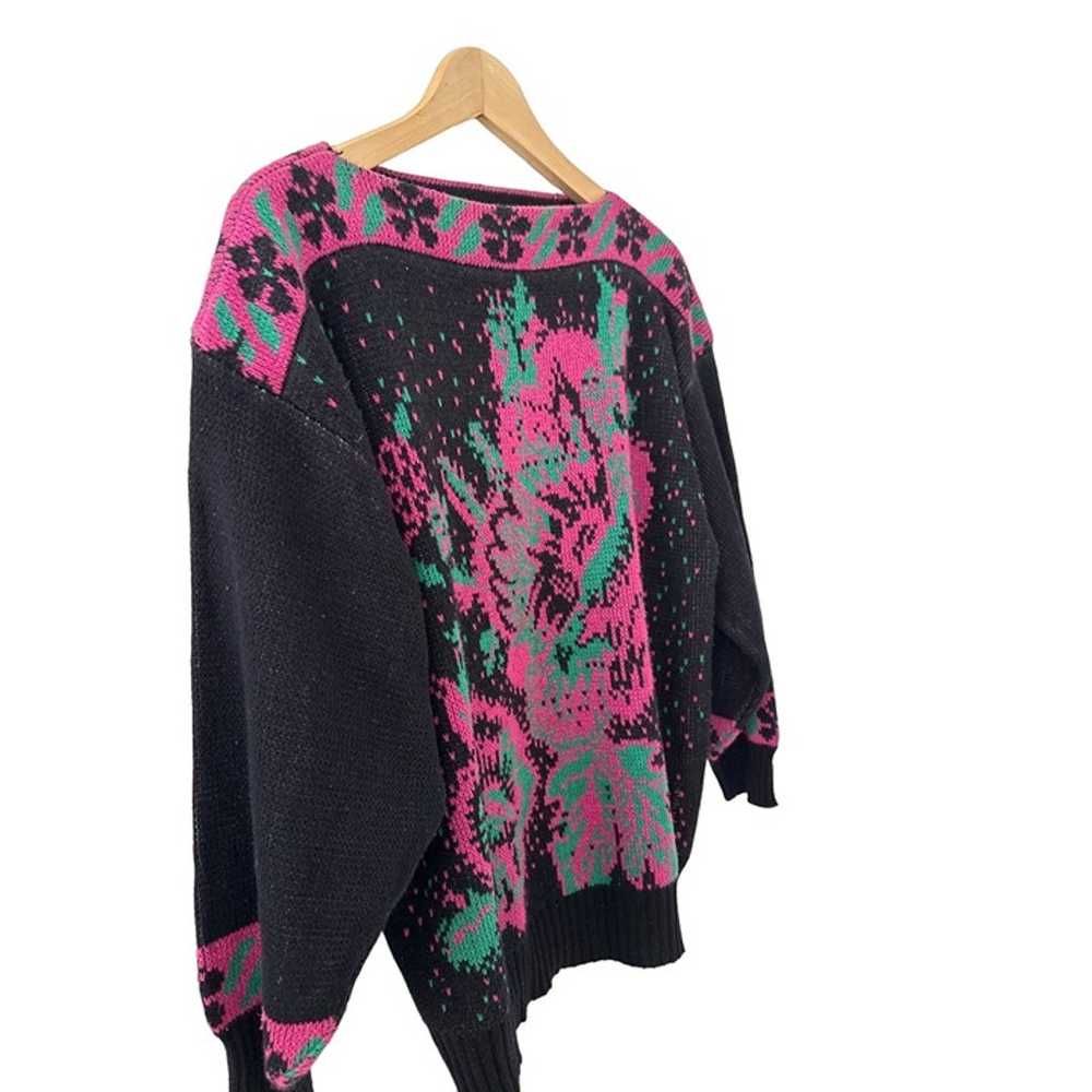 Via La Vintage Floral Abstract Ramie Sweater size… - image 2