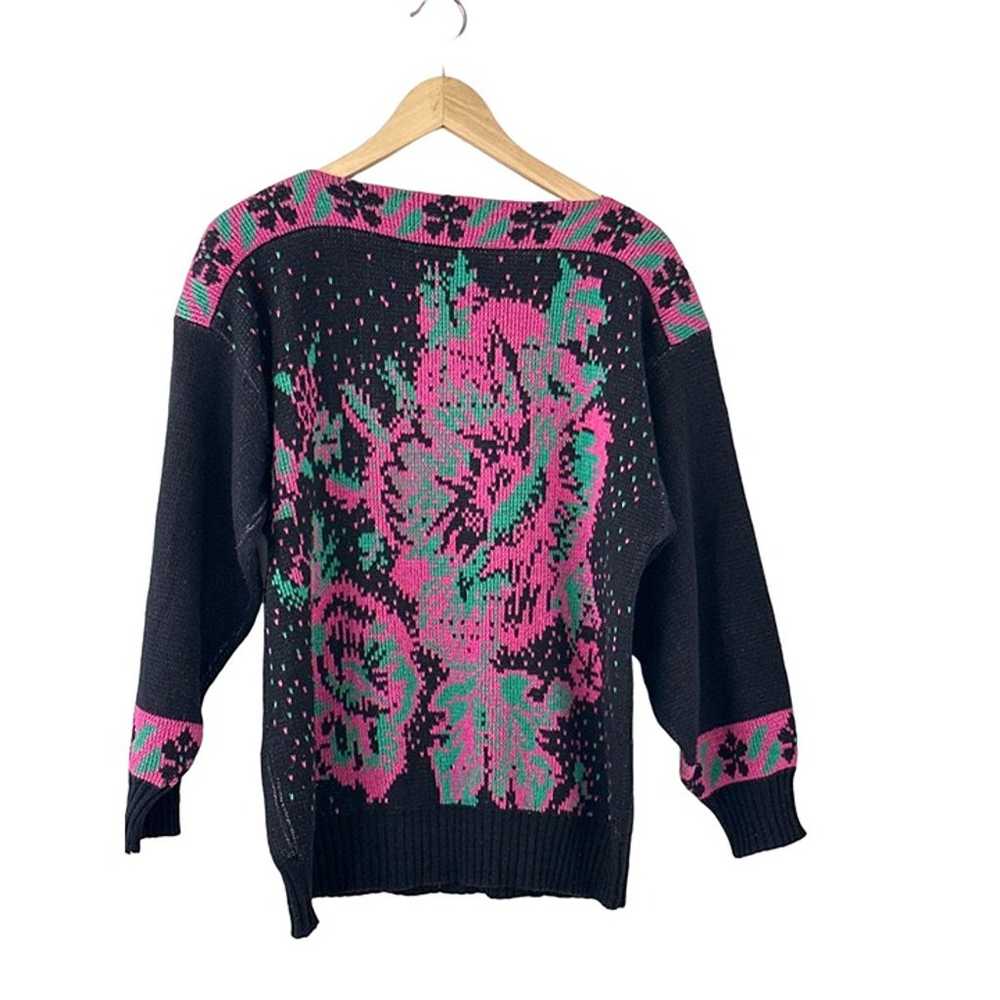 Via La Vintage Floral Abstract Ramie Sweater size… - image 5