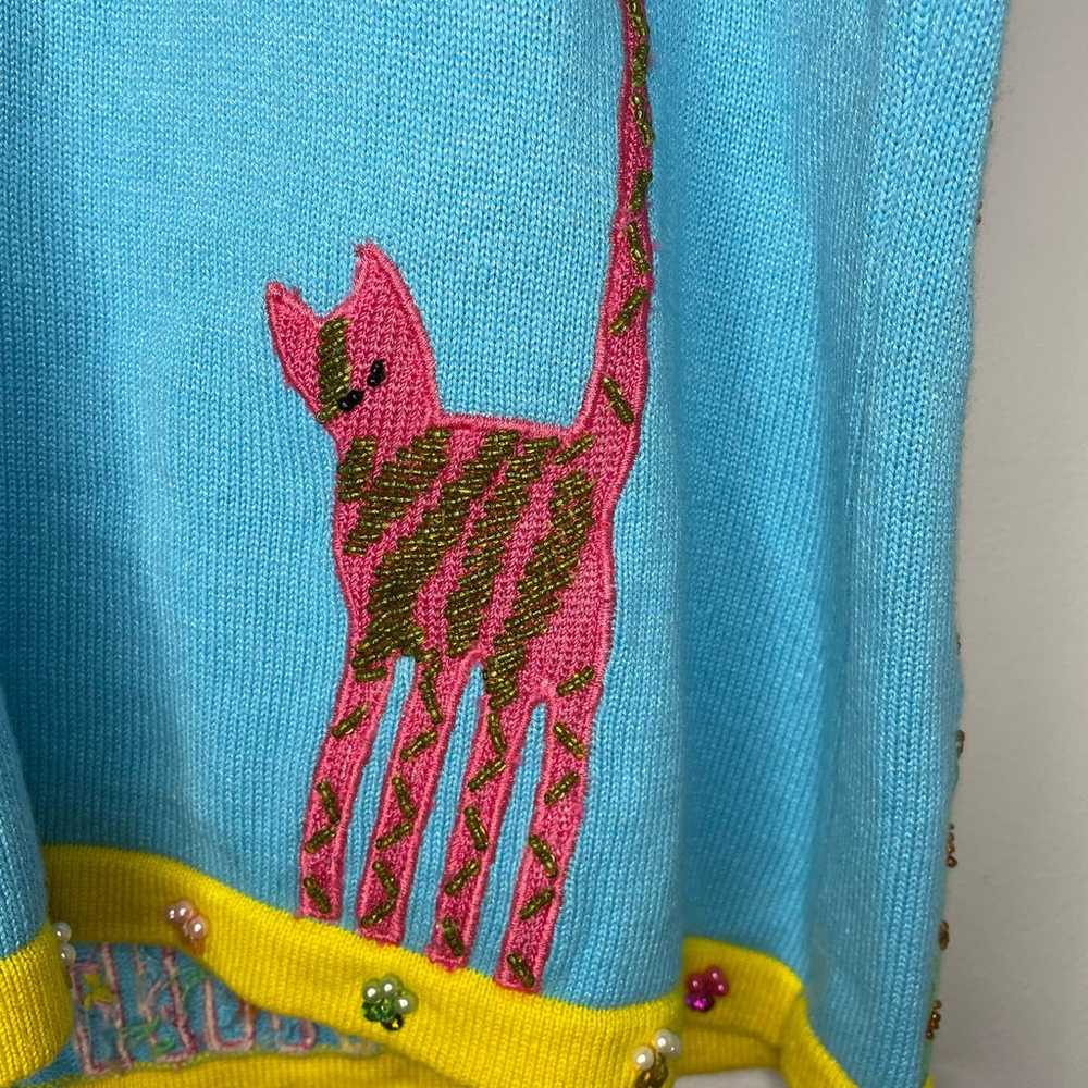 Berek Cat Mouse Cardigan Sweater Womens Size L Em… - image 9