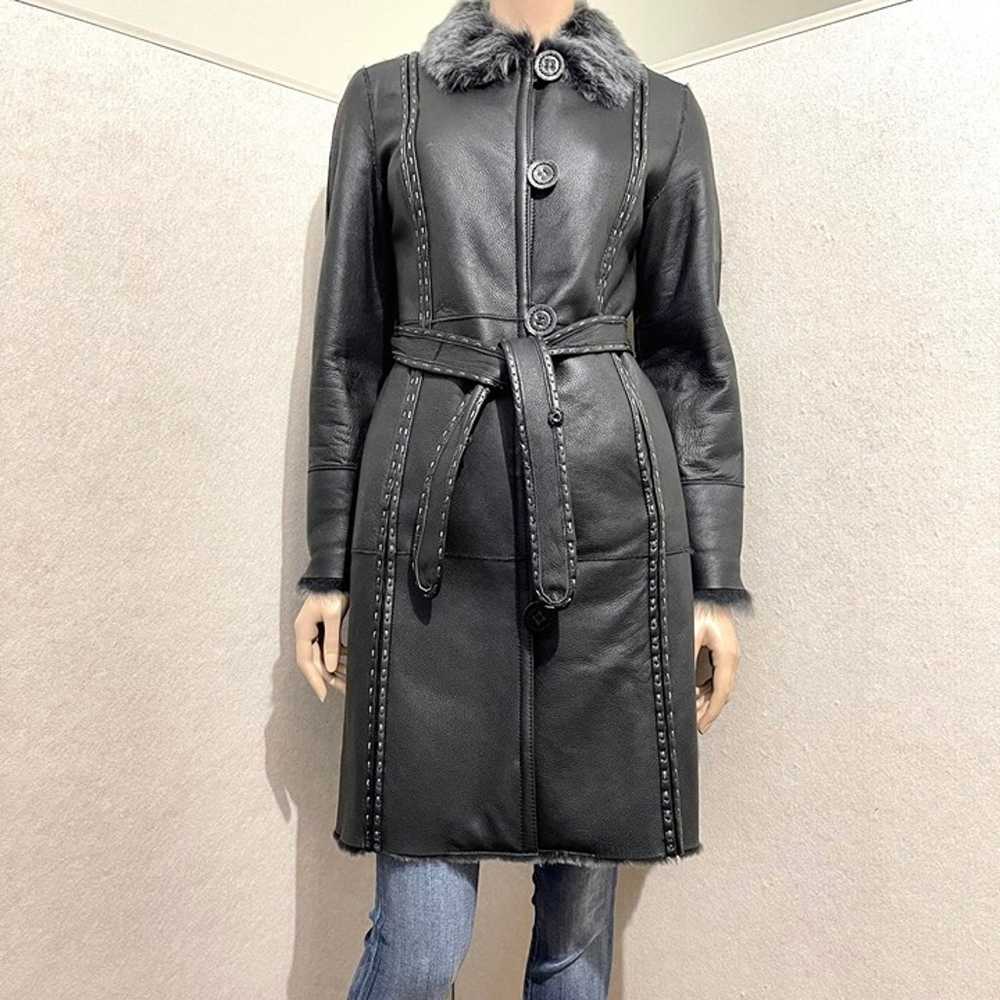 Leather shearing leather coat with fur size XS - image 1