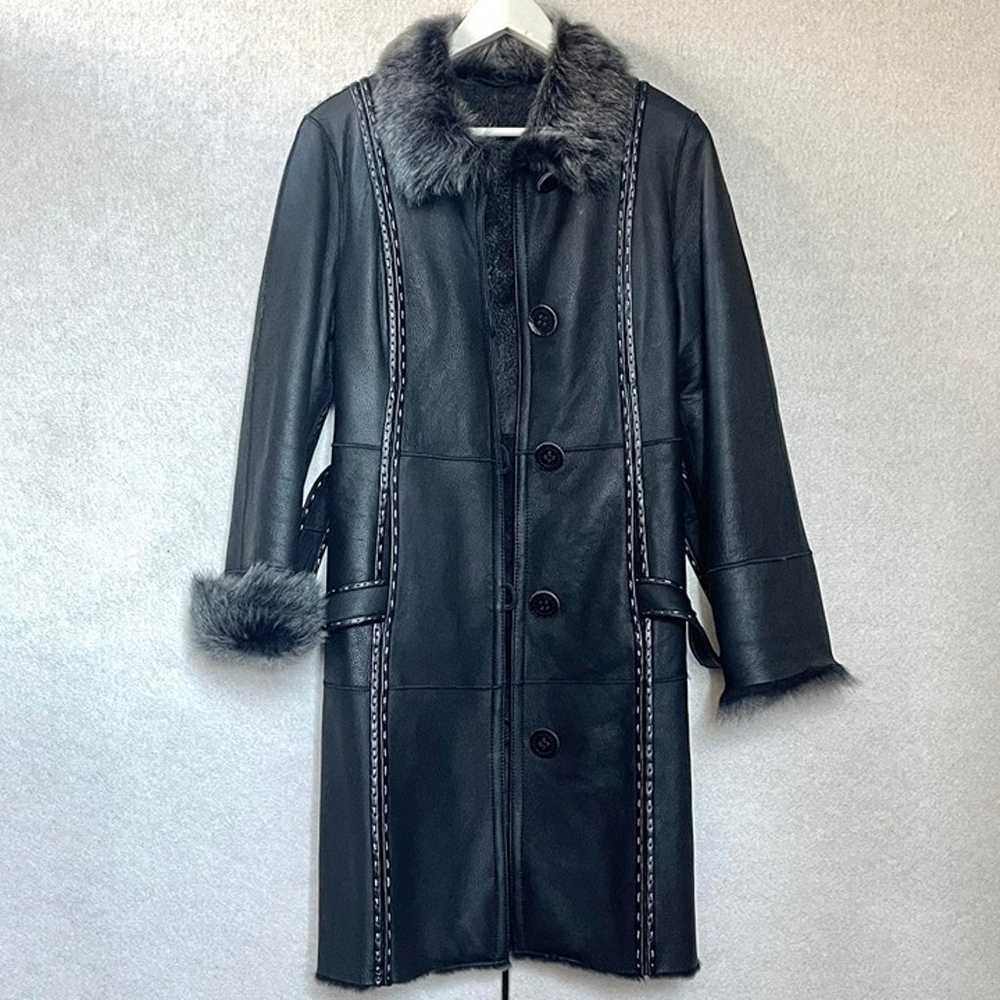 Leather shearing leather coat with fur size XS - image 5