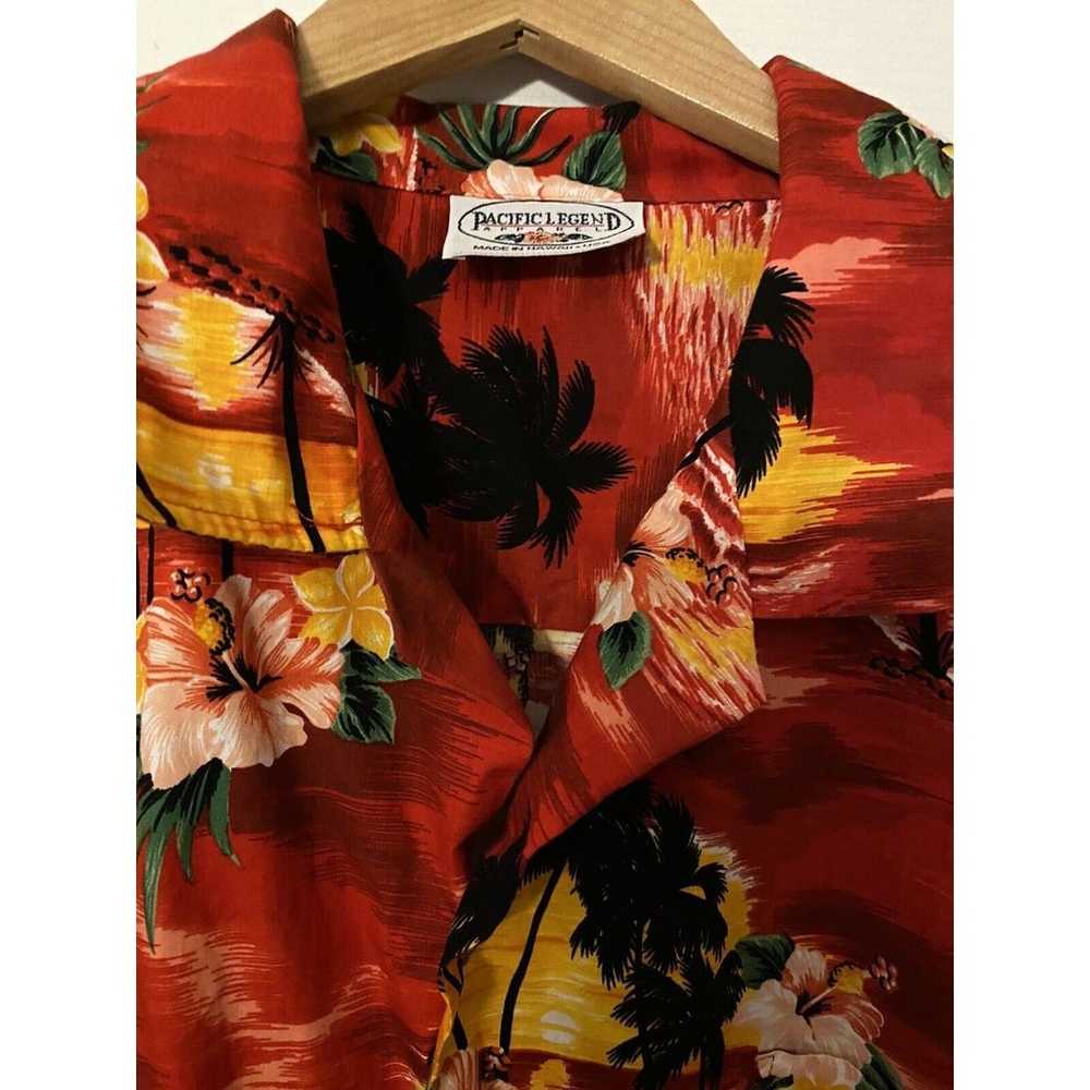 Vintage Pacific Legend Hawaiian red floral sunset… - image 2