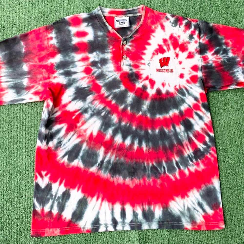 VTG 90’s Wisconsin Badgers Tie Dye Embroidered Lo… - image 2
