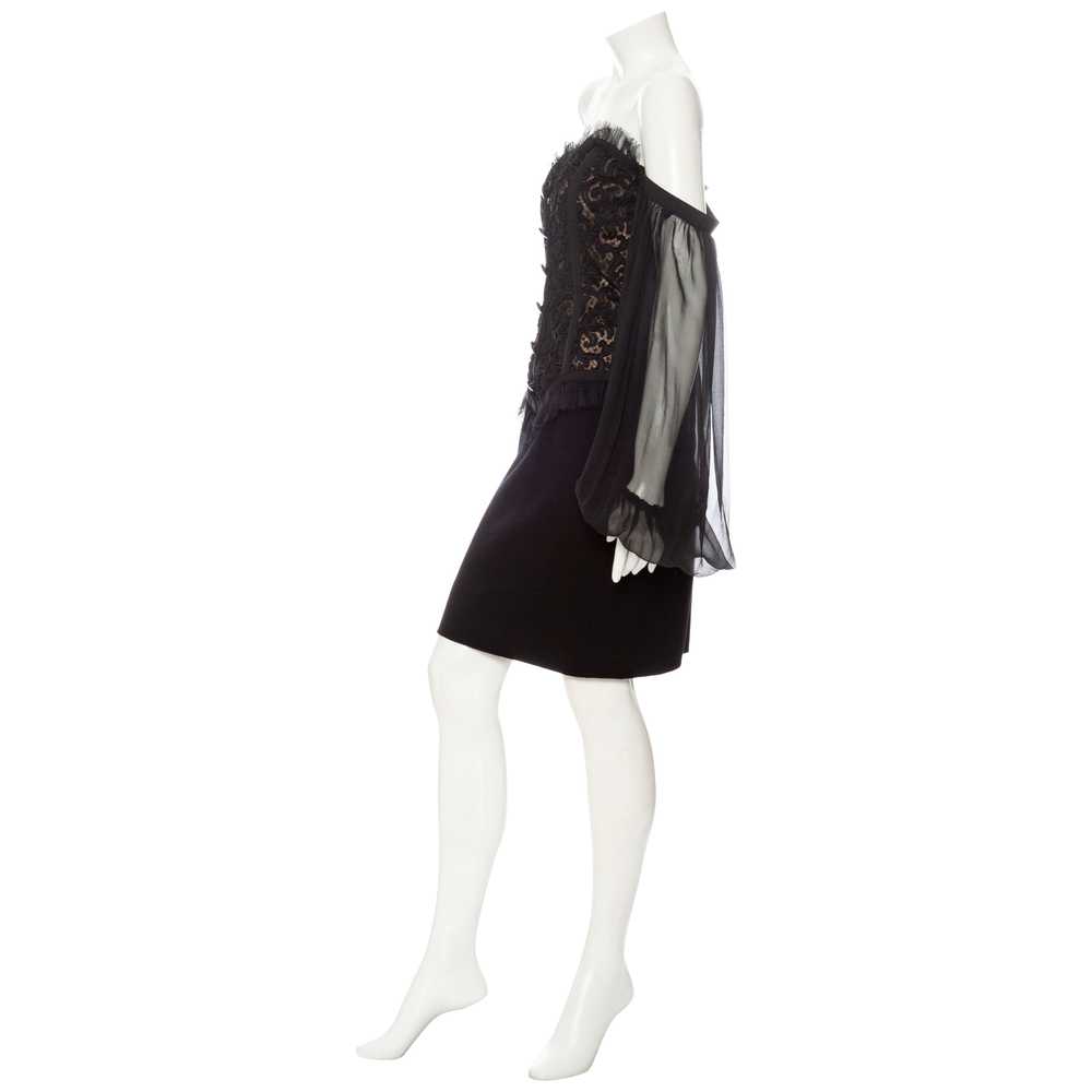 1980s Black Off-the-Shoulder Lace Bustier Dress - image 3
