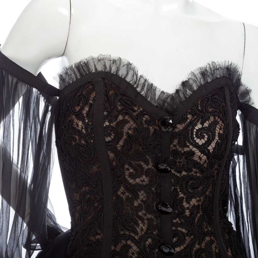 1980s Black Off-the-Shoulder Lace Bustier Dress - image 5