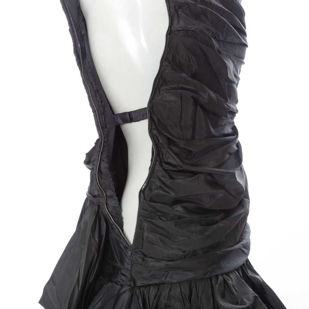 1980s Gray Taffeta Ruched Cocktail Dress - image 6