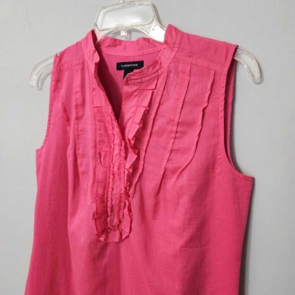 Lands' End Cotton Snap Front Ruffled Placket Slee… - image 3