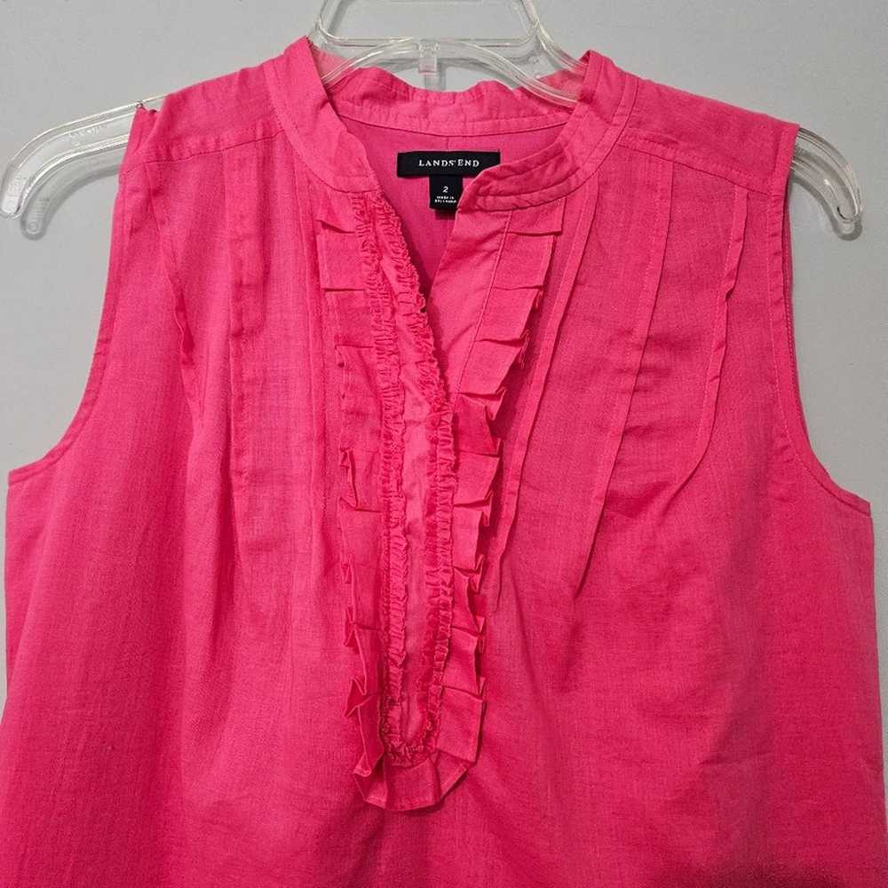 Lands' End Cotton Snap Front Ruffled Placket Slee… - image 7
