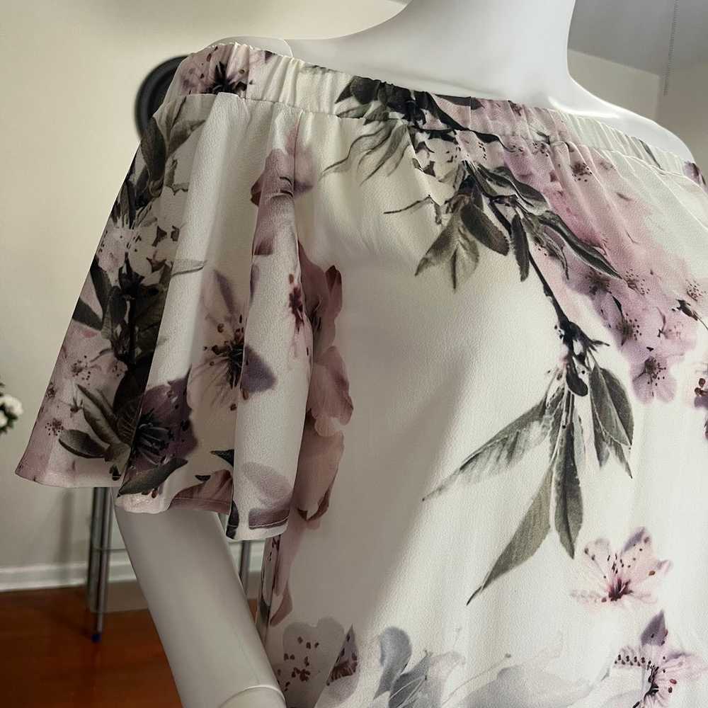 Ivory Floral Print Off-the-Shoulder Shift Dress - image 10