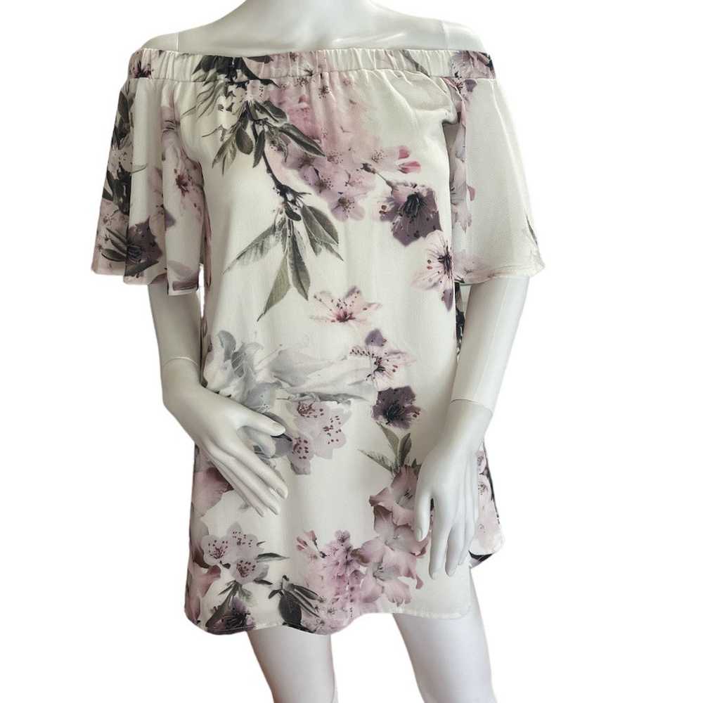 Ivory Floral Print Off-the-Shoulder Shift Dress - image 5