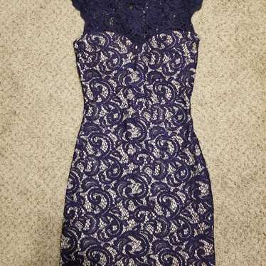 Sequin Hearts Navy Lace Lined Sequins Dress