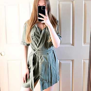 Zara Green Belted Wrap Mini Dress - image 1