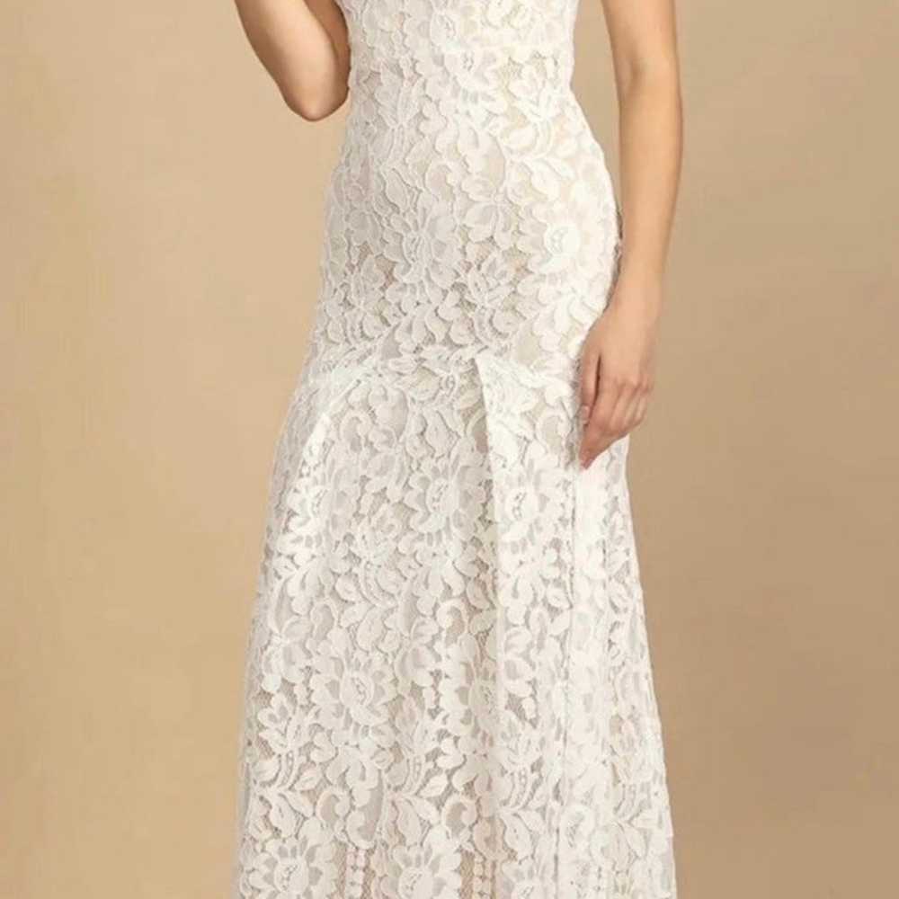 LuLus Flynn White Lace Maxi Wedding Dress - image 3