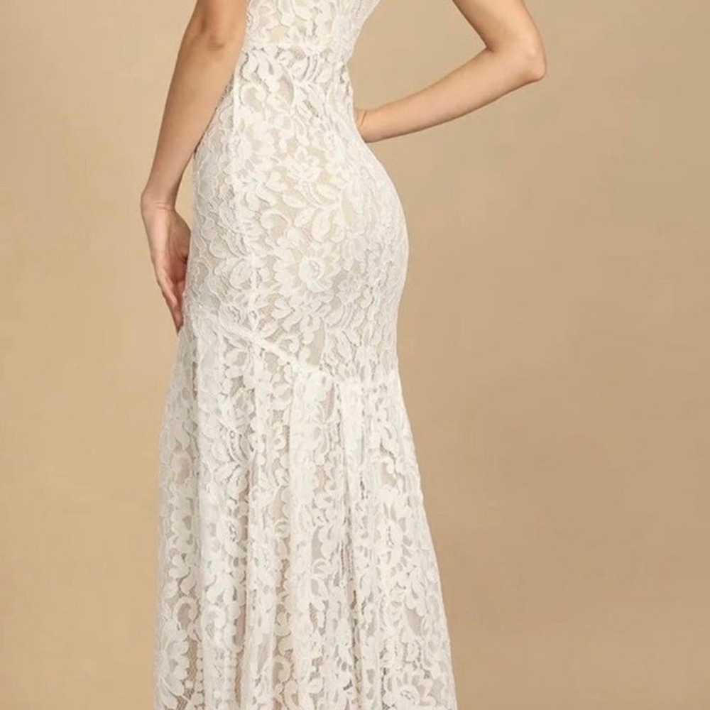 LuLus Flynn White Lace Maxi Wedding Dress - image 4