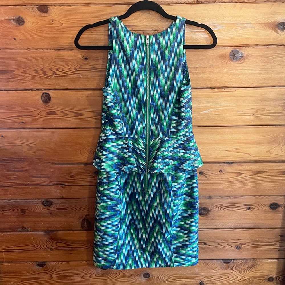 Milly blue and green chevron peplum print dress s… - image 3