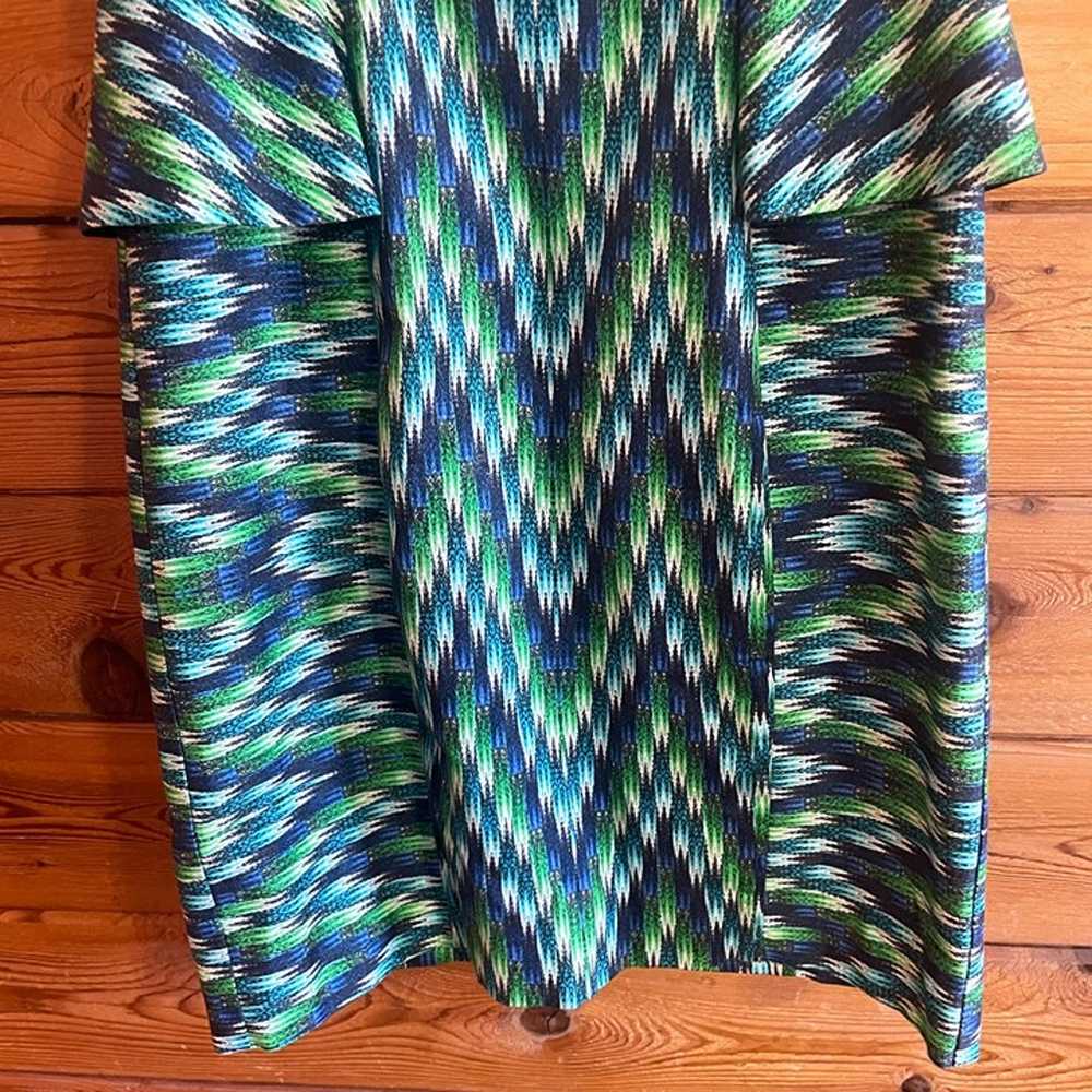 Milly blue and green chevron peplum print dress s… - image 5