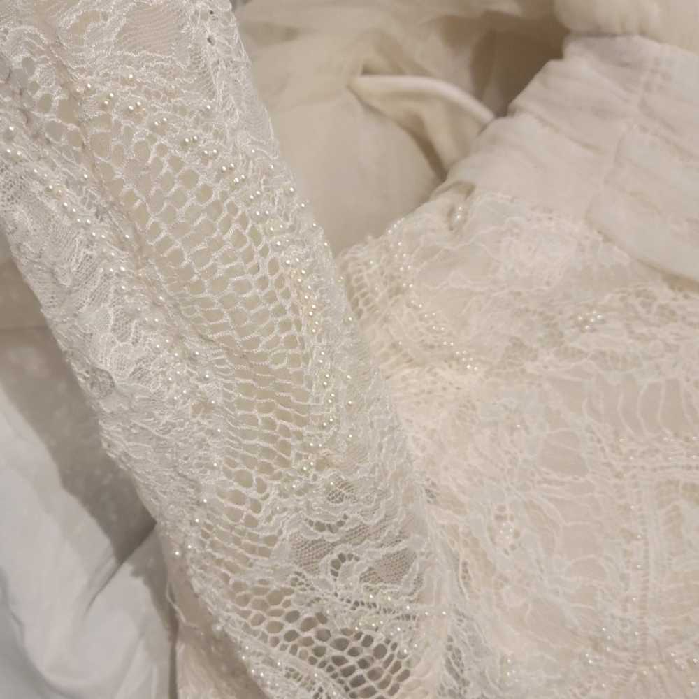 wedding dress gown beaded long sleeve - image 9