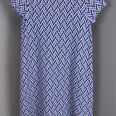 J. McLaughlin Blue Geometric Swing Dress With Poc… - image 1