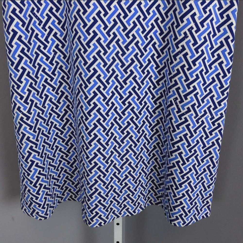 J. McLaughlin Blue Geometric Swing Dress With Poc… - image 4