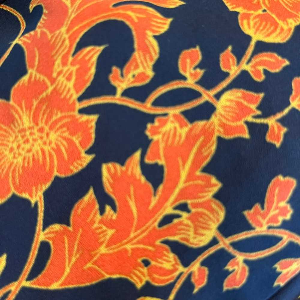 Nanette Lepore Navy & Orange  Gold Floral Pleated… - image 2