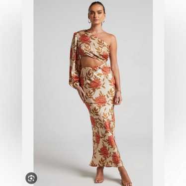 Poppy Floral Meara One Shoulder Satin Maxi Dress – Sugarlips