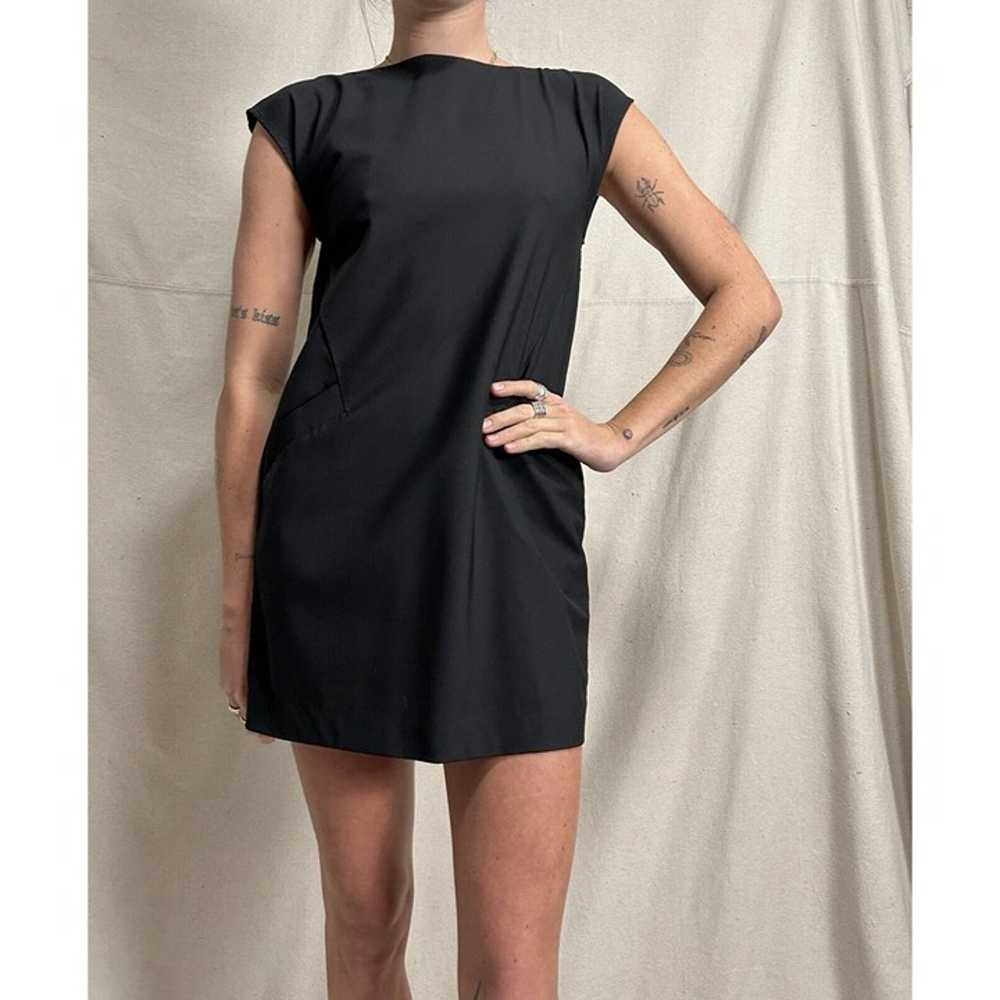 Theory Black Short Sleeve Mini Dress Pocket Size 2 - image 2