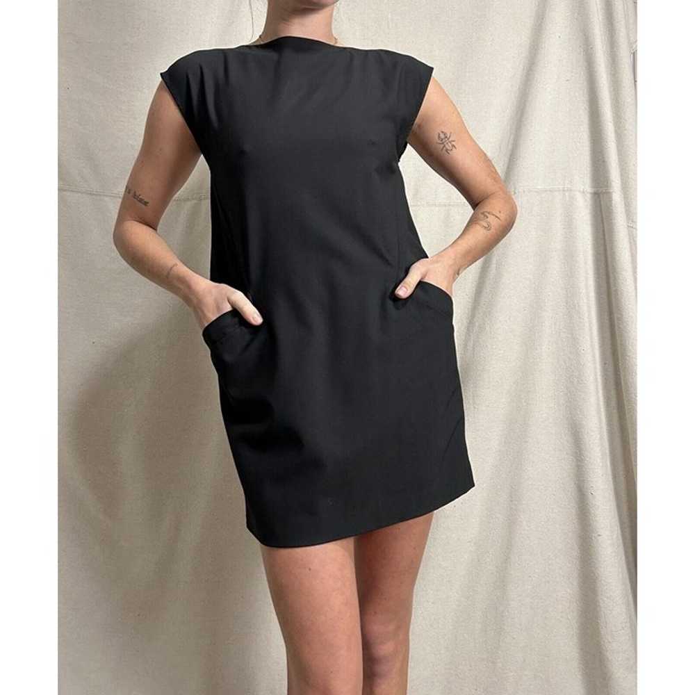 Theory Black Short Sleeve Mini Dress Pocket Size 2 - image 3