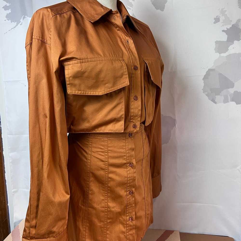 ZARA Poplin Shirt-Dress With Pockets Brown NWOT - image 10